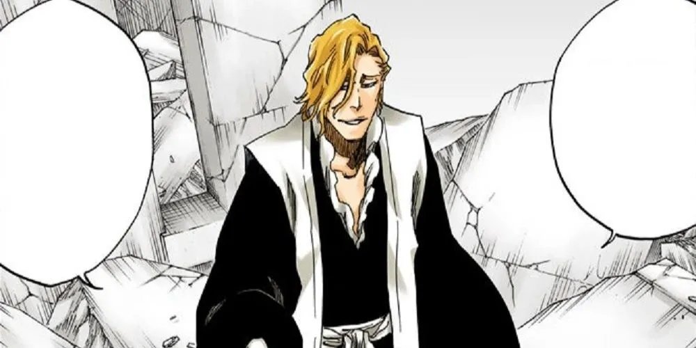 Rojuro Otoribashi batalhando contra Mask de Masculine no mangá Bleach