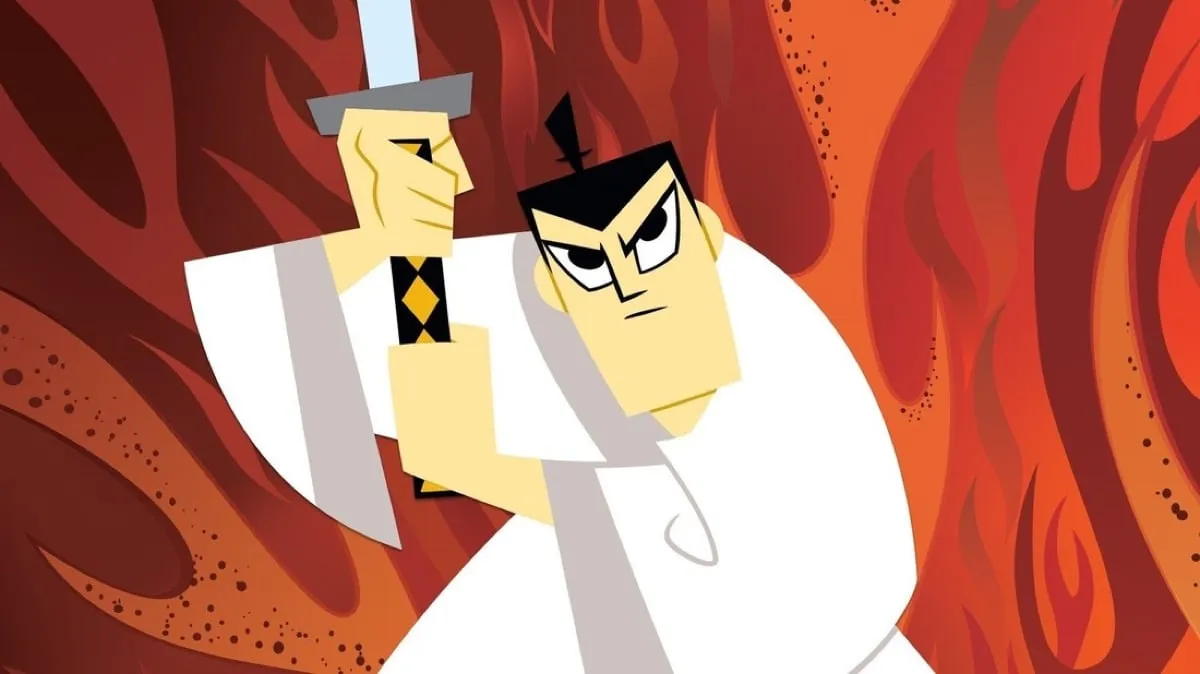 Samurai Jack empunha uma espada em