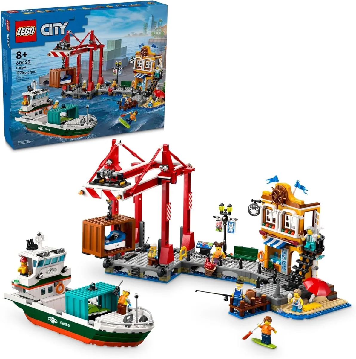 Il porto marittimo con il set LEGO della nave cargo