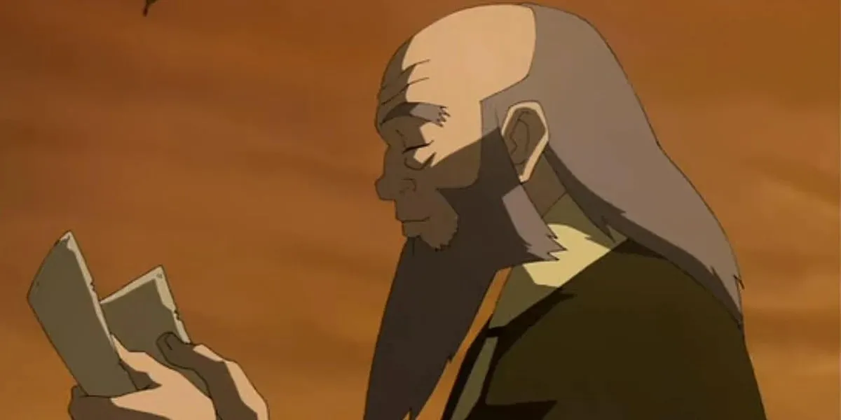 Iroh smiles at an image of his lost son in