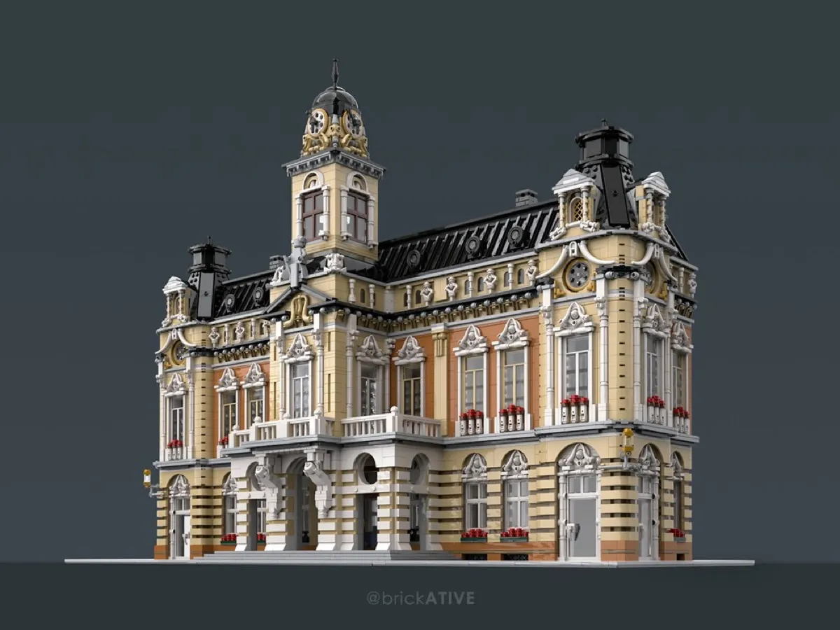 A custom LEGO rendition of a Polish town hall