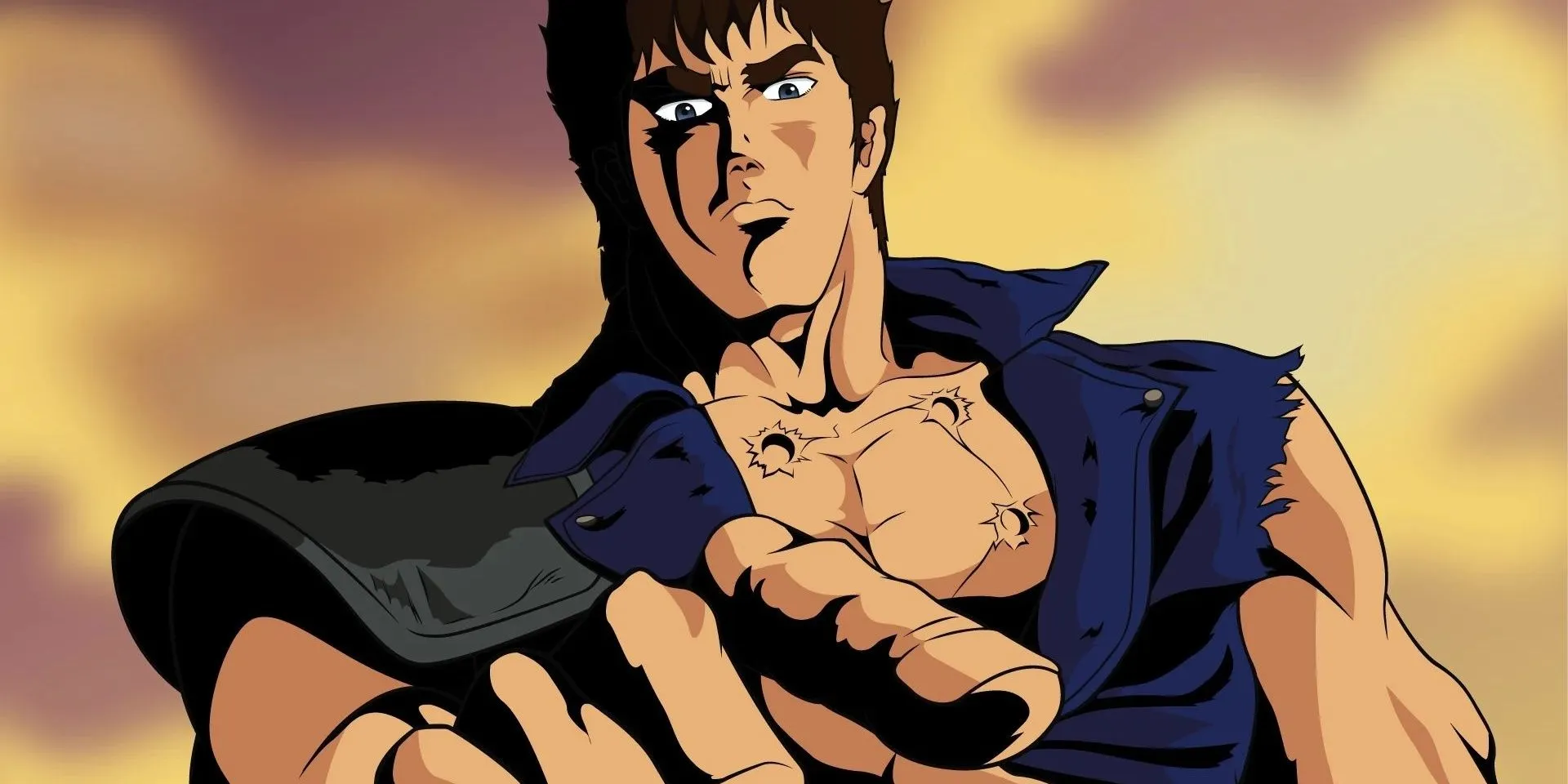 Kenshiro z Pięści Gwiazdy Północnej wskazujący