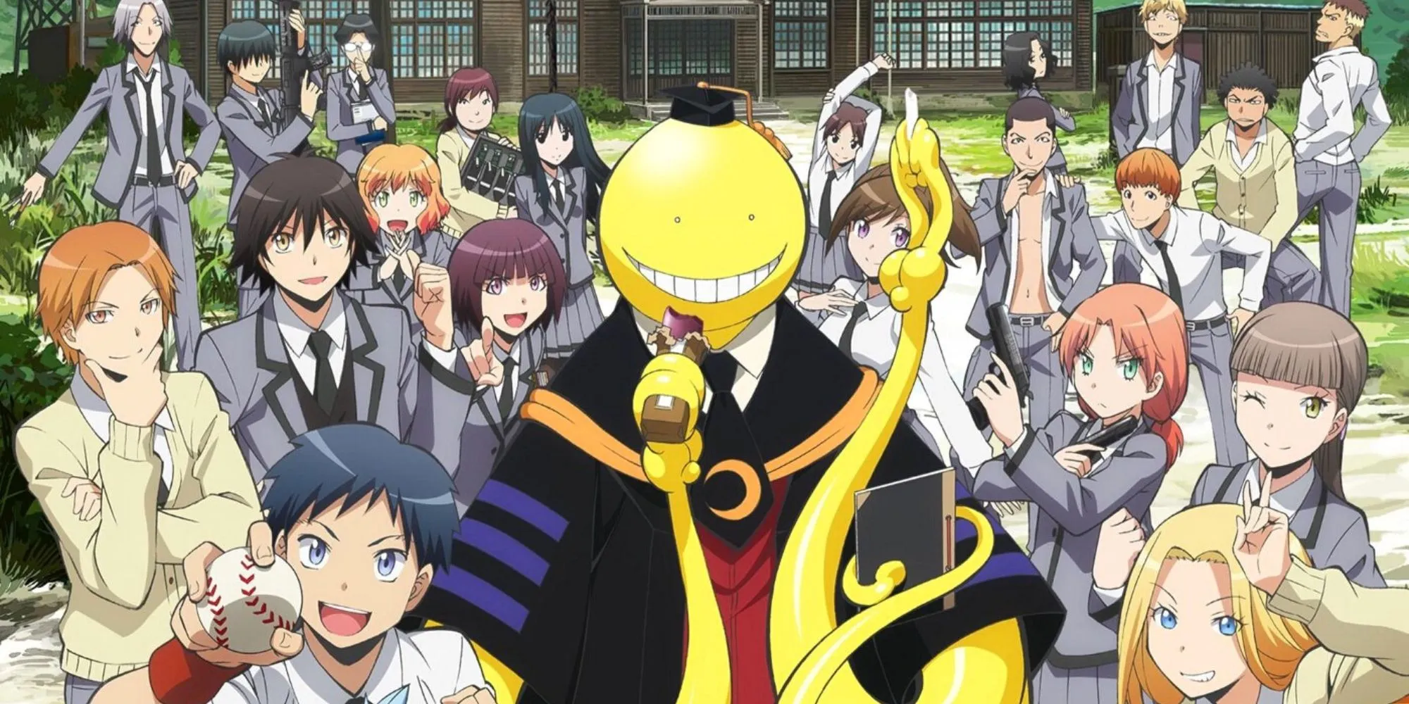 Korosensei y estudiantes en Assassination Classroom