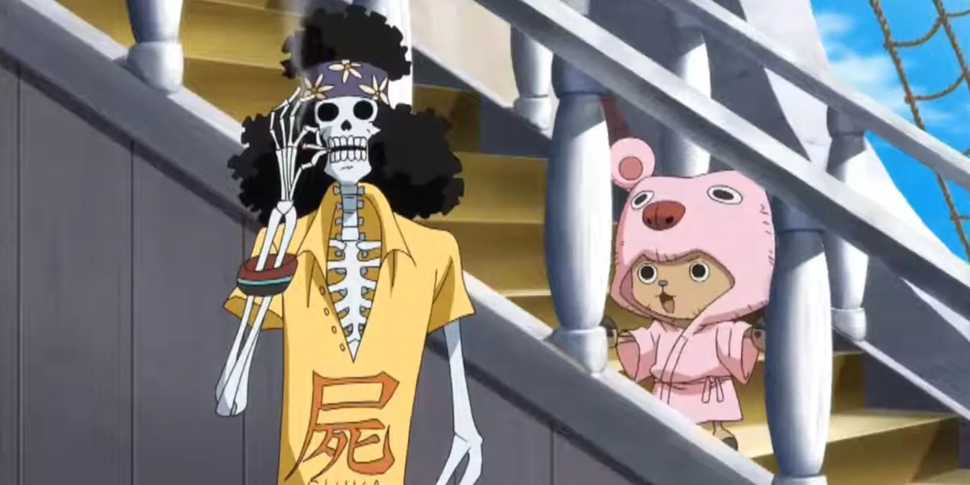 Brook se relaja con Chopper.