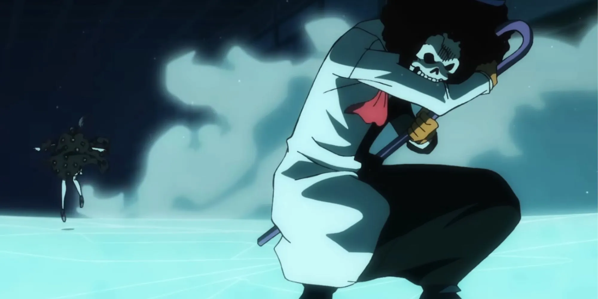 Brook unleashing his ice powers during battle.