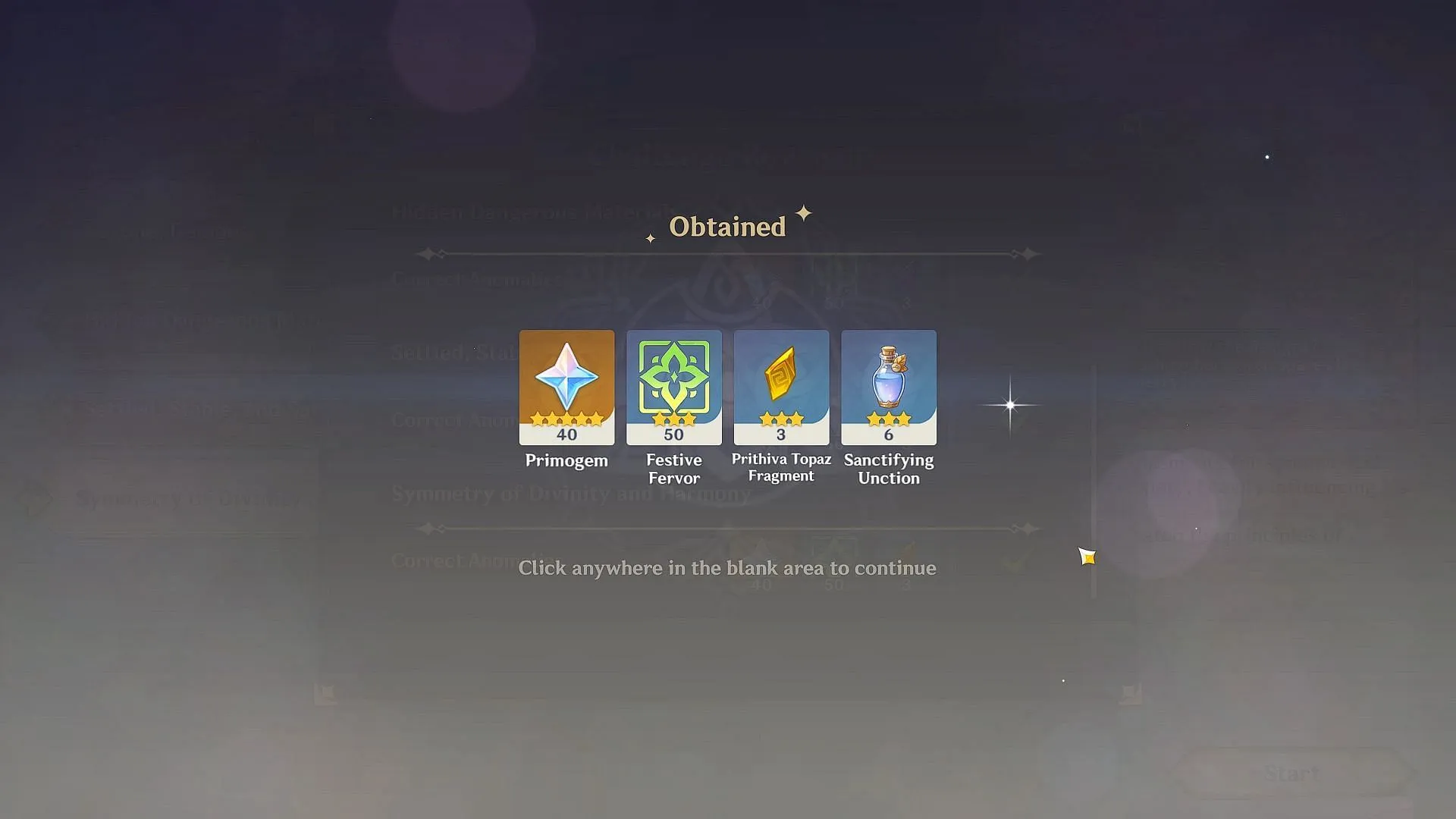 Symmetry of Divinity and Harmony challenge rewards (Image via HoYoverse)