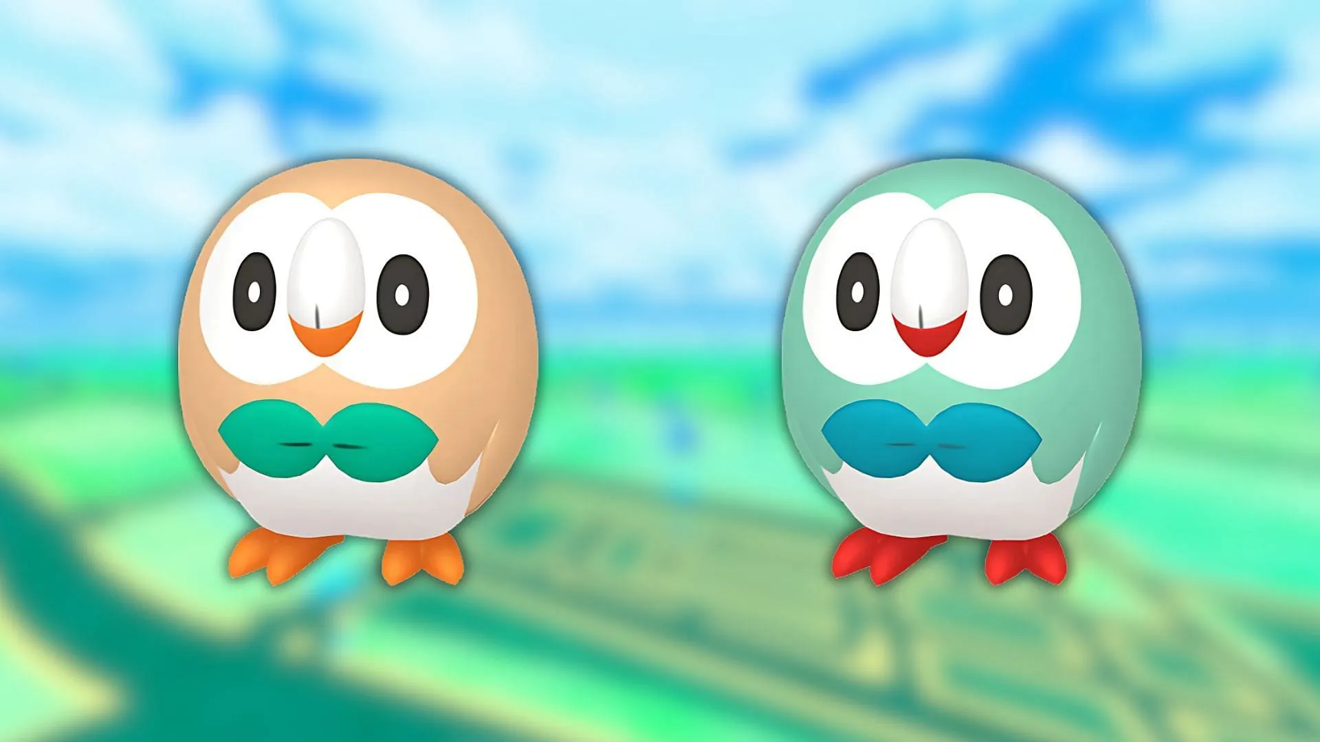 Rowlet y su variante shiny (Imagen vía The Pokemon Company)