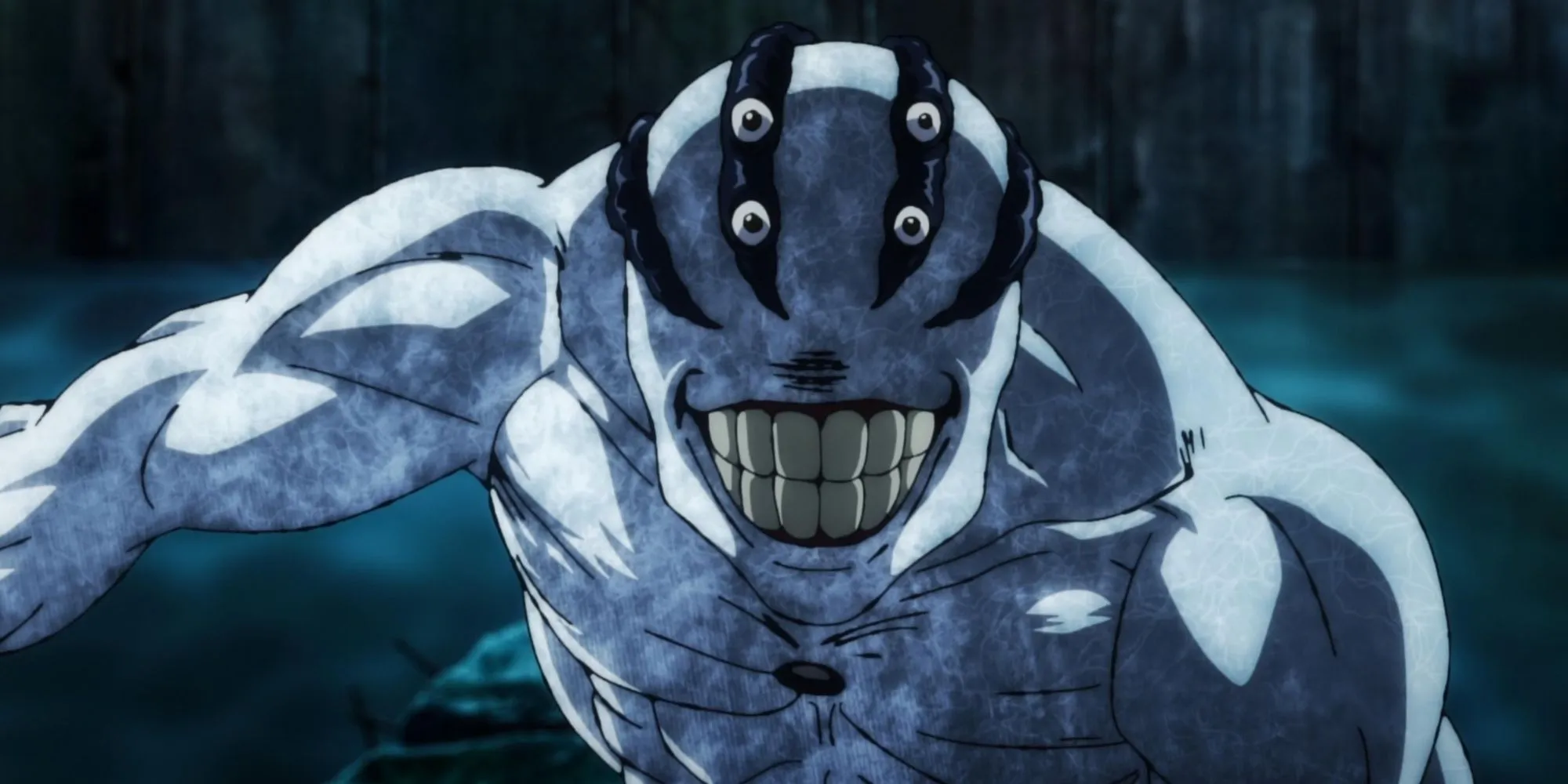 Portador de dedos sonriendo amenazadoramente en Jujutsu Kaisen