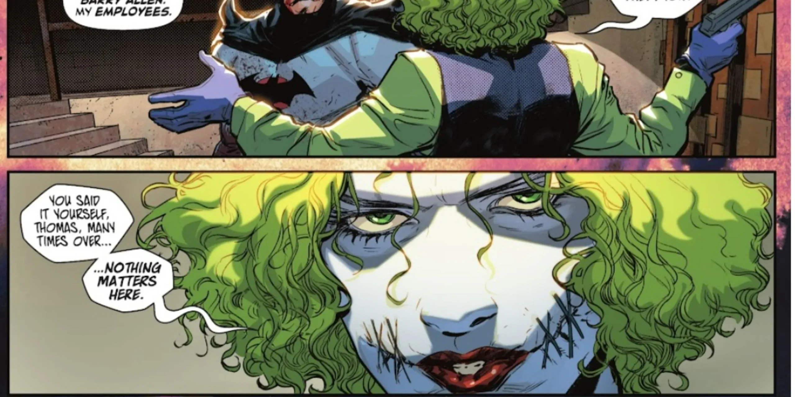 Martha Wayne, le Joker parle à Thomas Wayne, Batman