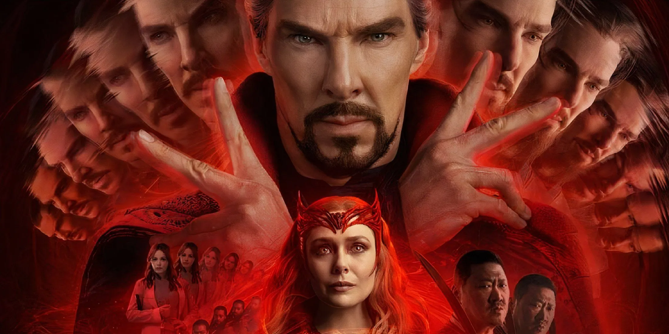 Doctor Strange와 Scarlet Witch가 등장하는 Doctor Strange in the Multiverse of Madness의 홍보 이미지