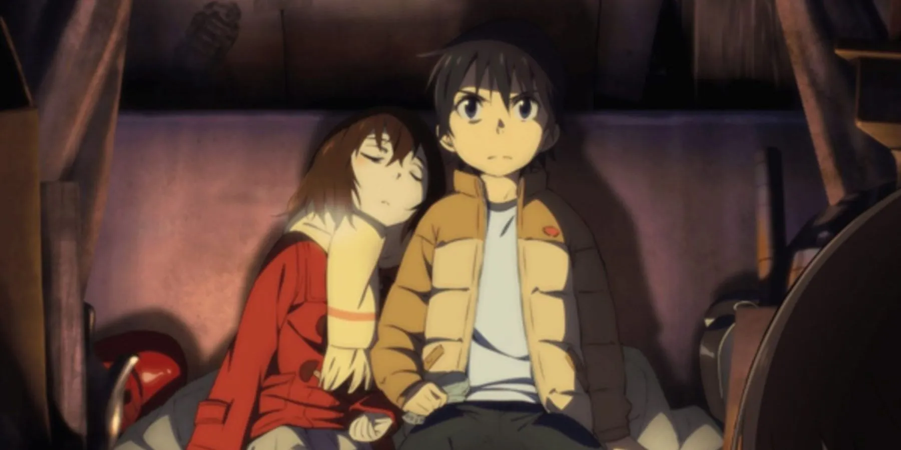 As versões mais jovens de Satoru e Kayo em Erased