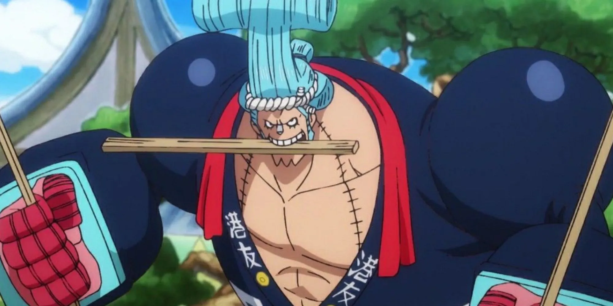 Franky exhibits his carpentry skills in Wano.