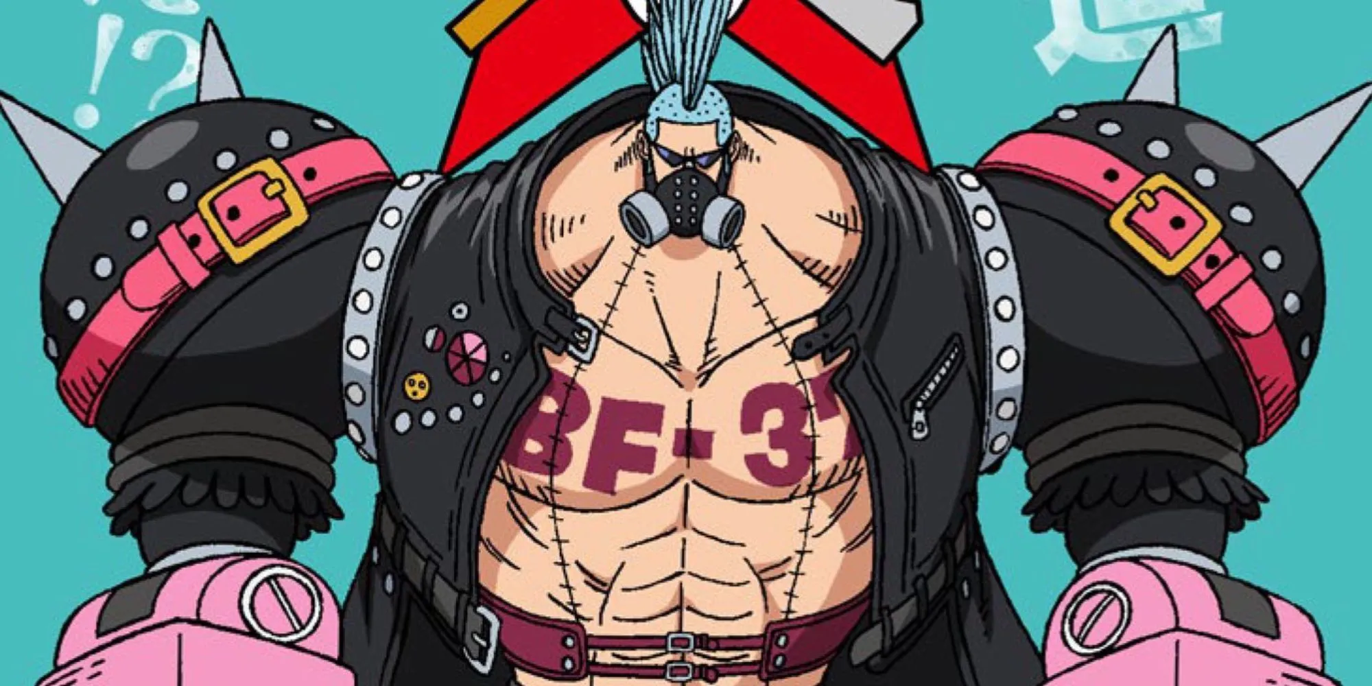 Póster del personaje de Franky de One Piece: Film Red.