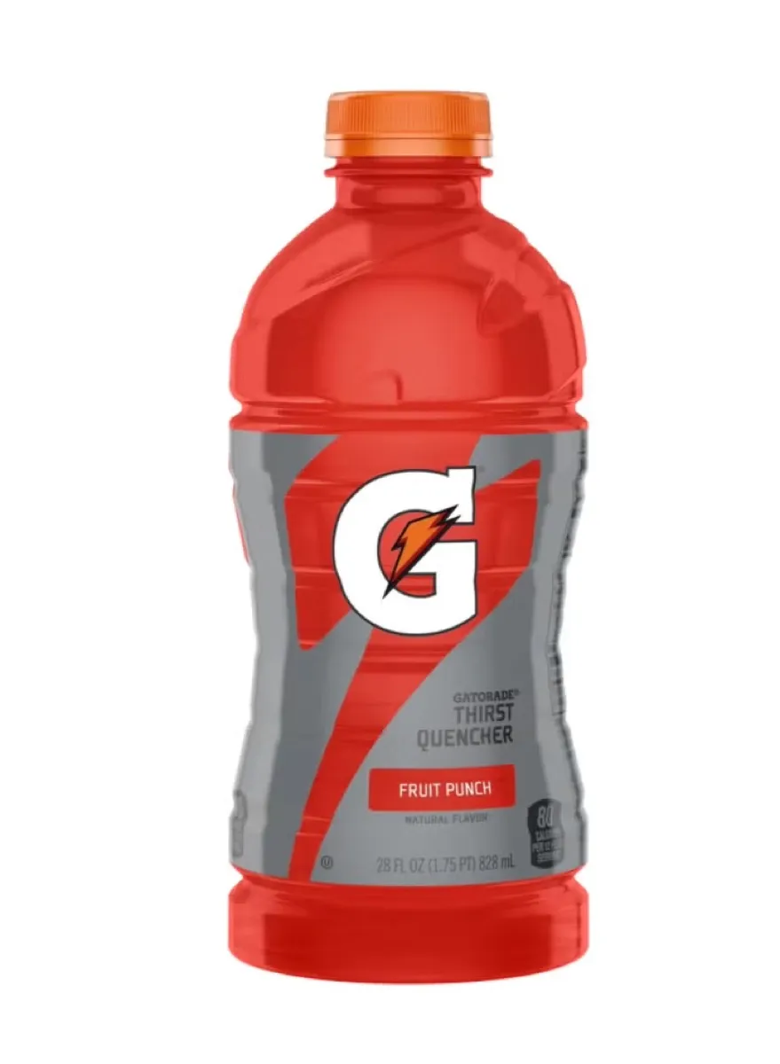 Una botella de Gatorade con sabor a ponche de frutas