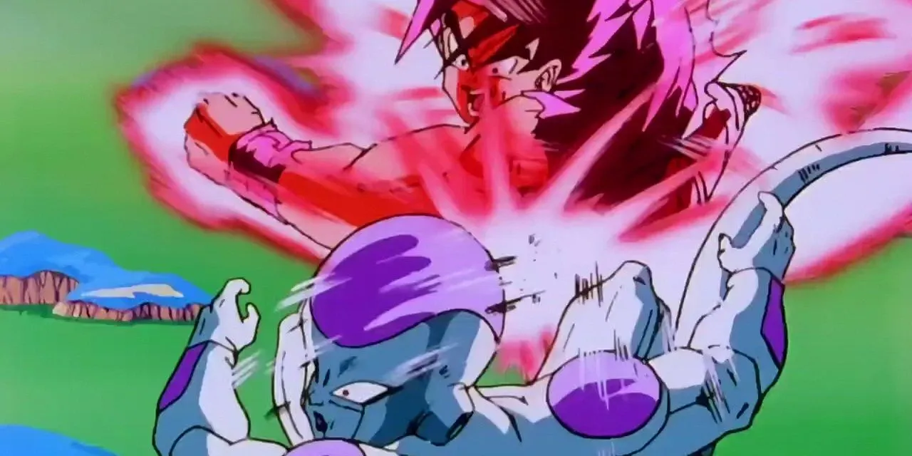 Goku usando o Kaioken contra Freeza em Dragon Ball Z