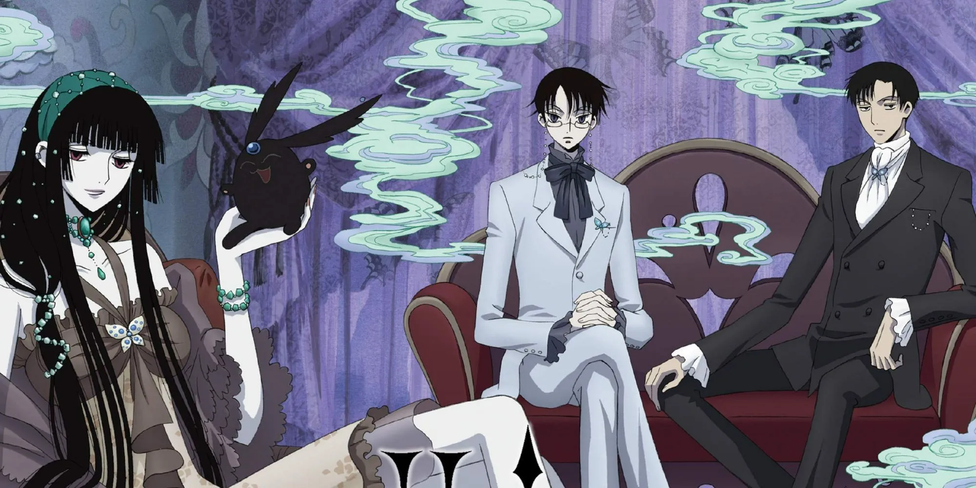 Drei Hauptcharaktere aus xxxHolic sitzen zusammen