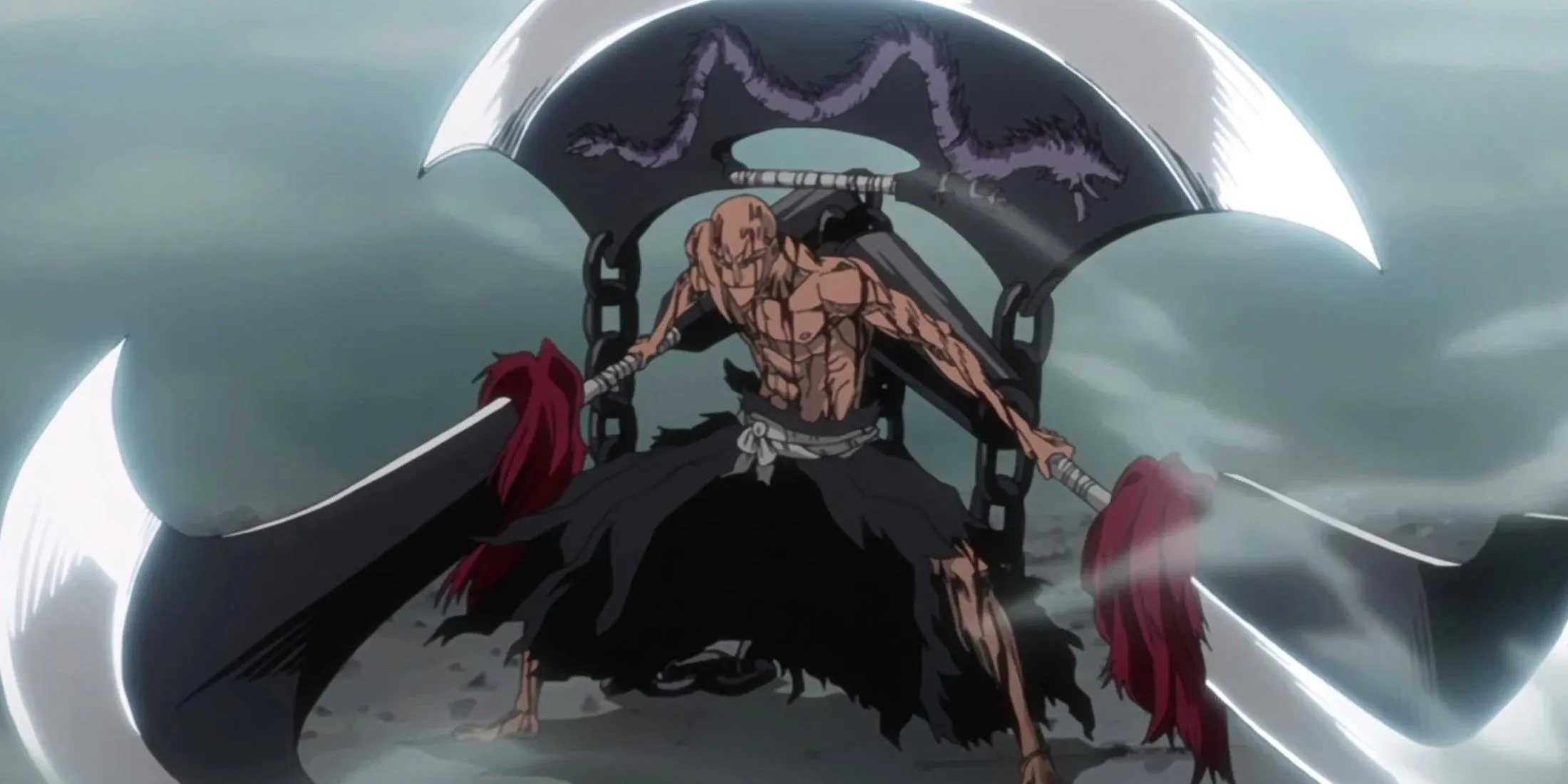 Ikkaku uses his Bankai against an Arrancar in Bleach