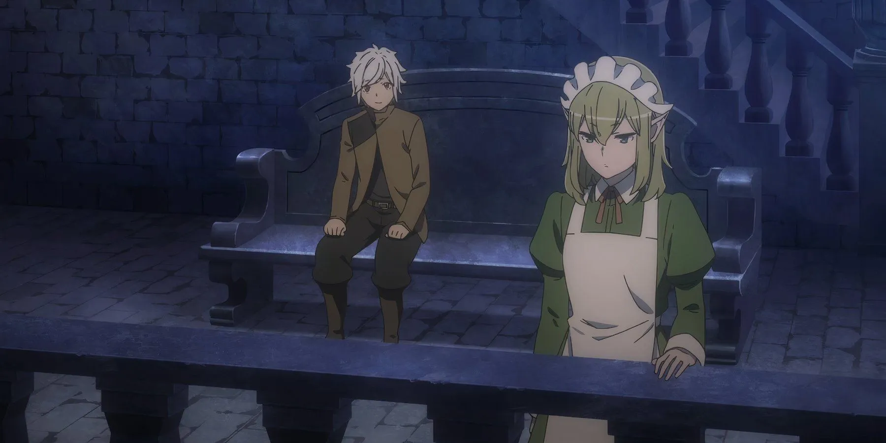 Bell e Ryu conversando em DanMachi