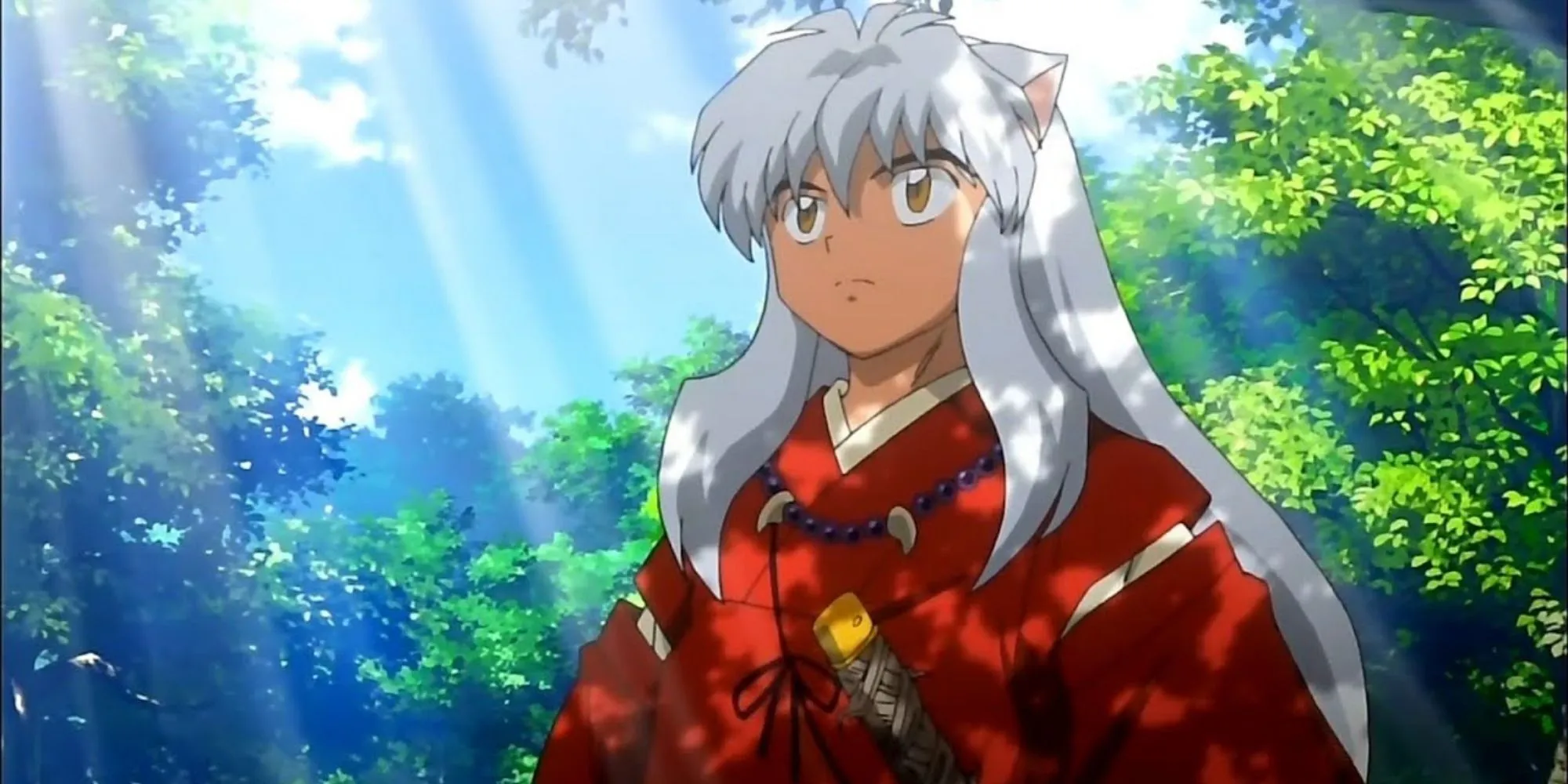 Inuyasha olhando para o céu