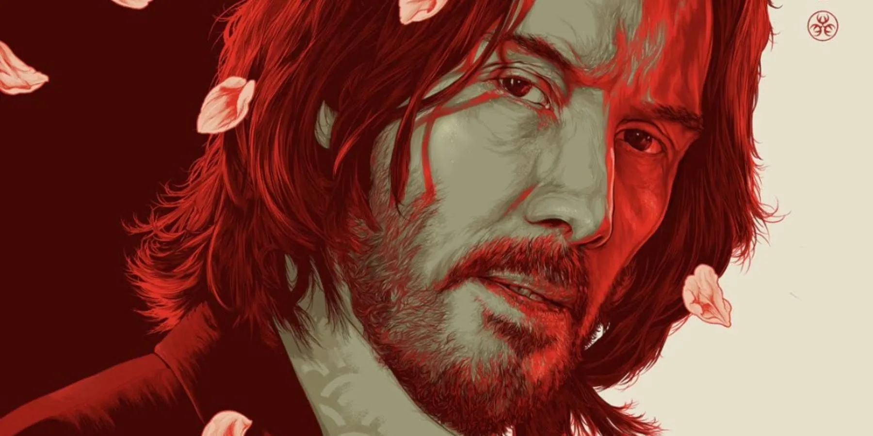 John Wick: Capitolo 4 Keanu Reeves illustrazione giapponese ciliegio in fiore poster in stile arte