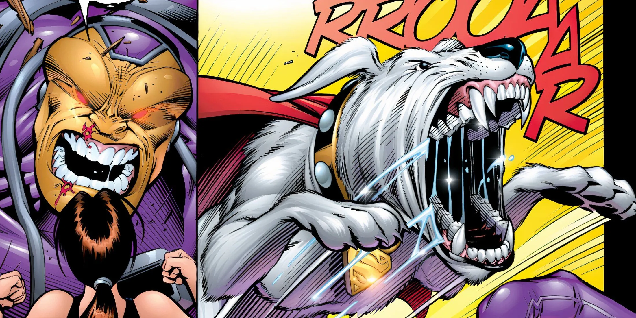 Krypto confronts Mongul as he captures Lois Lane