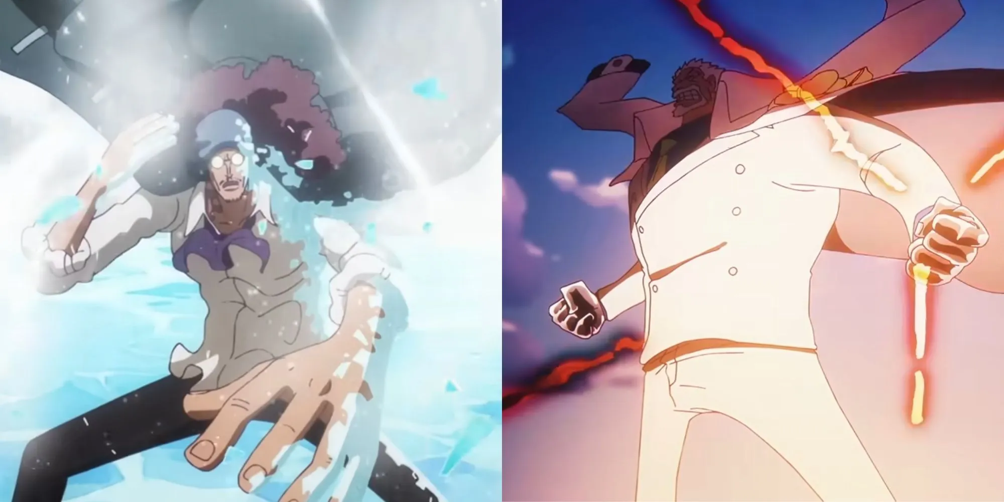 Garp faces Kuzan in the anime.