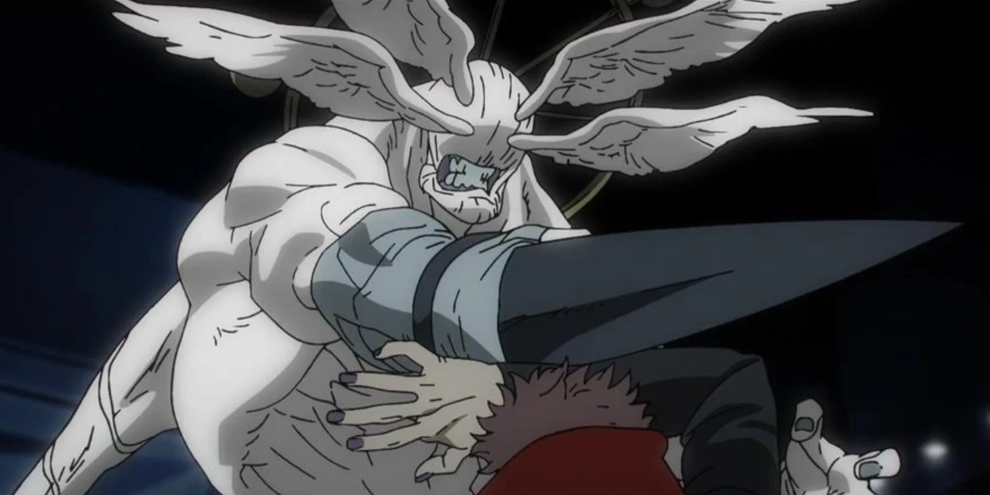 Mahoraga in combat with Sukuna in the anime Jujutsu Kaisen