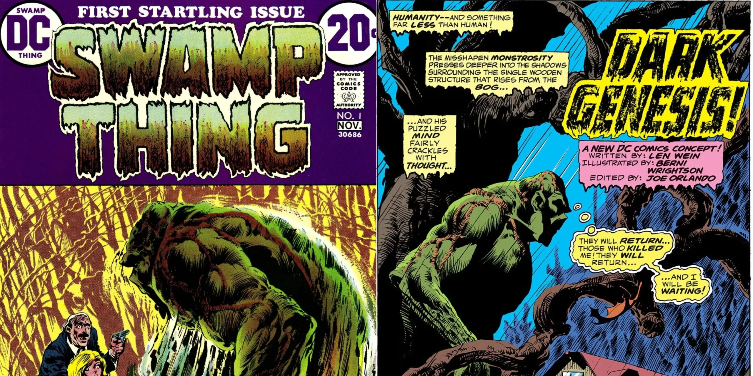 Portada e interior de Swamp Thing #1