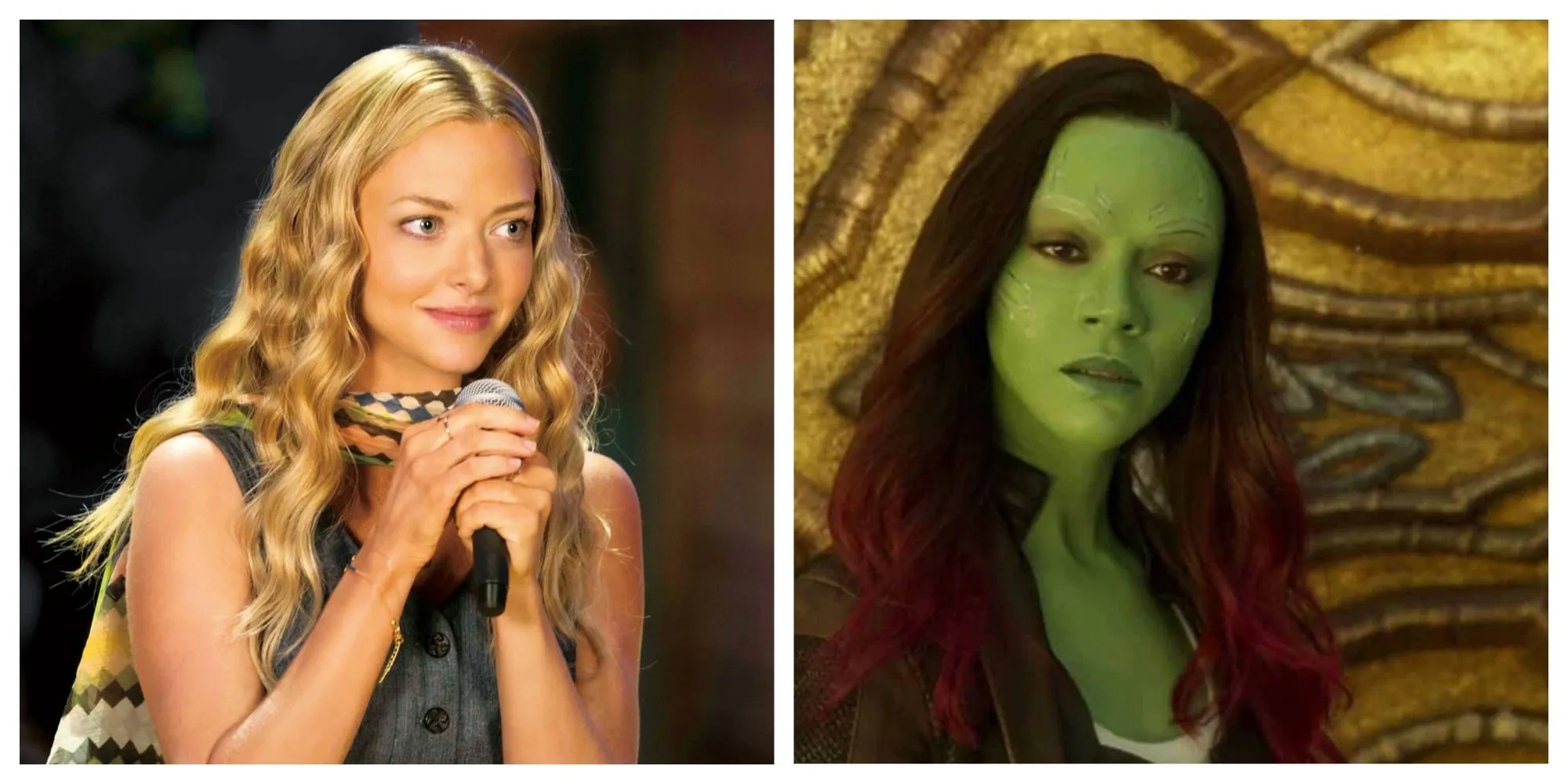 Amanda Seyfried as Sophie Sheridan, Zoe Saldaña as Gamora