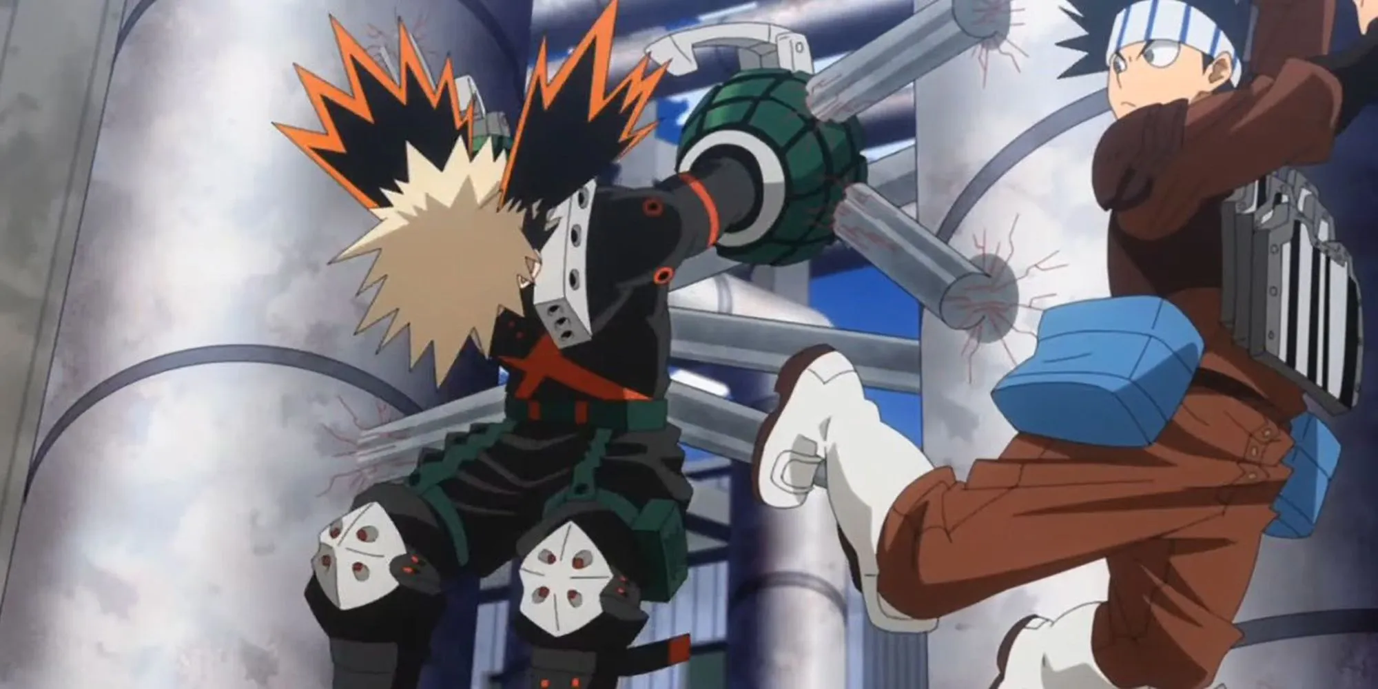 My Hero Academia-Usa-il-Quirk-di-saldatura-per-fondere-Bakugo-con-alcuni-tubi