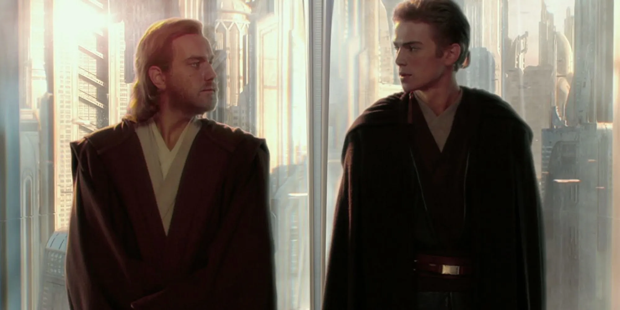 Obi-Wan Kenobi e Anakin Skywalker em Star Wars Ataque dos Clones