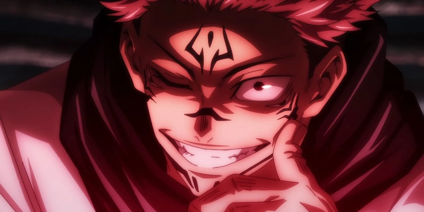 Sukuna sonriendo maniáticamente en Jujutsu Kaisen