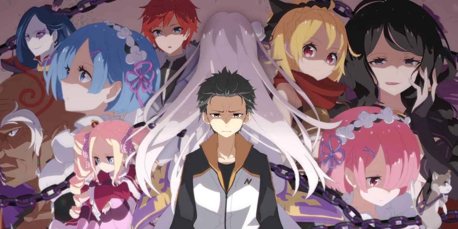 re zero anime Subaru, Emilia, elenco