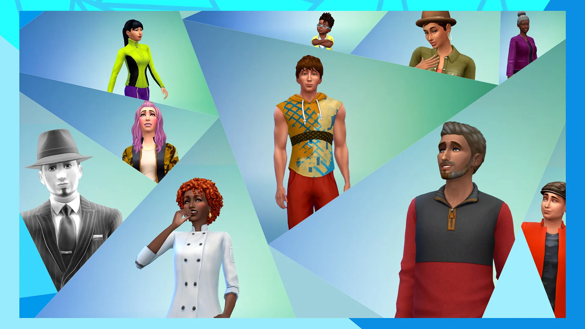 Un collage di Sims diversi, che mostrano vari stili