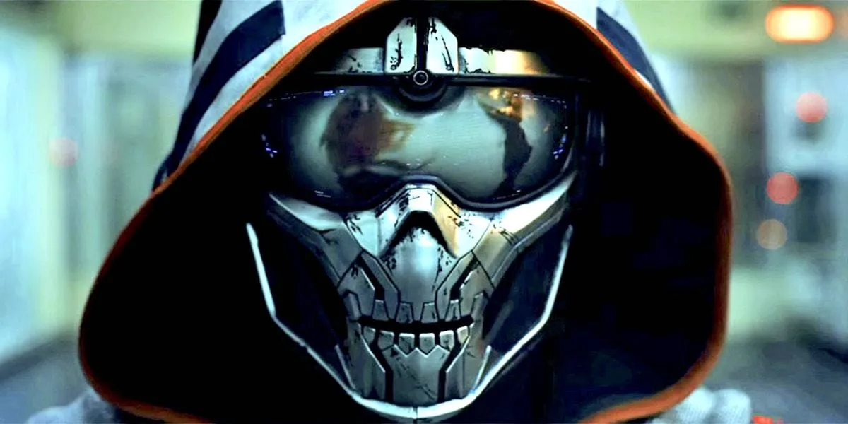 The villain Taskmaster's mask in 'Black Widow'