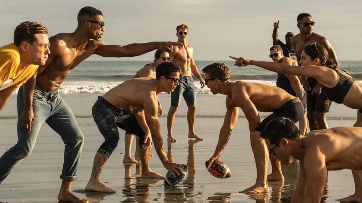 O elenco de Top Gun: Maverick na praia