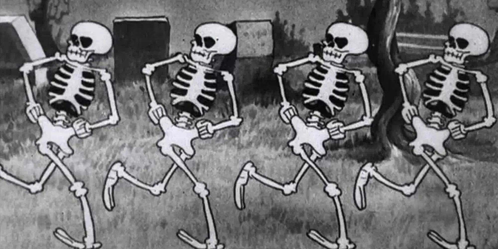 Des squelettes dansent dans The Skeleton Dance de Disney