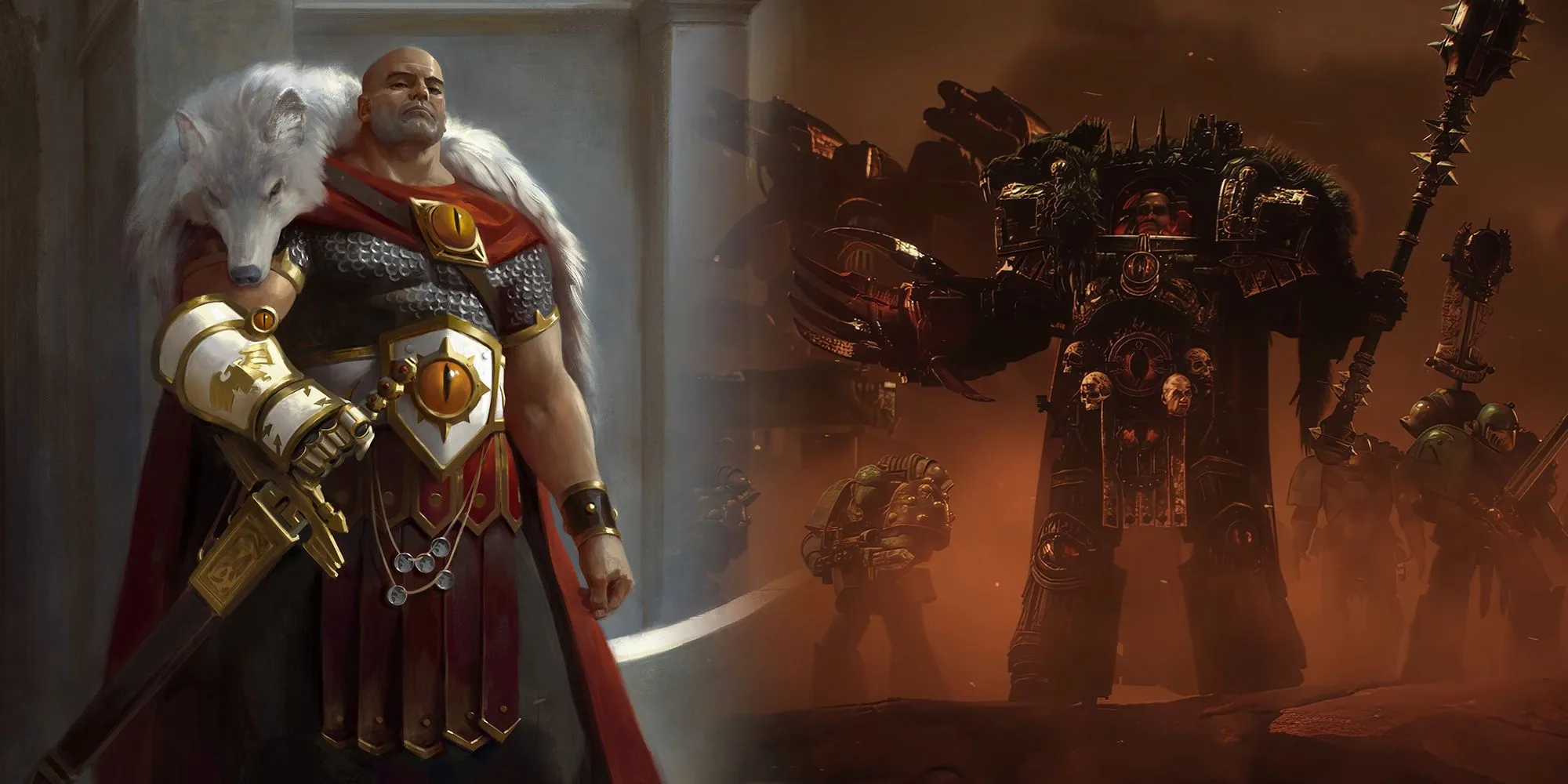 Warhammer 40k – Zwei Bilder, die Horus vor und nach Corruption of Chaos zeigen