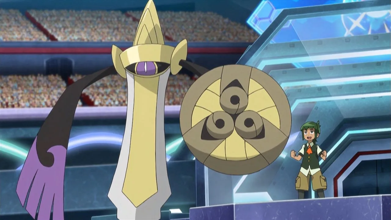 Aegislash é um dos guerreiros mais notórios da região de Kalos (Imagem via The Pokémon Company)