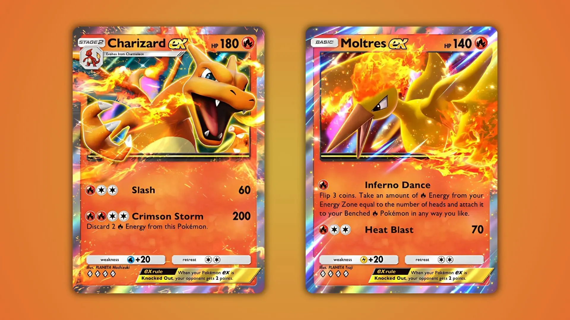 Charizard EX e Moltres EX in Pokémon TCG Pocket (immagine tramite The Pokémon Company)