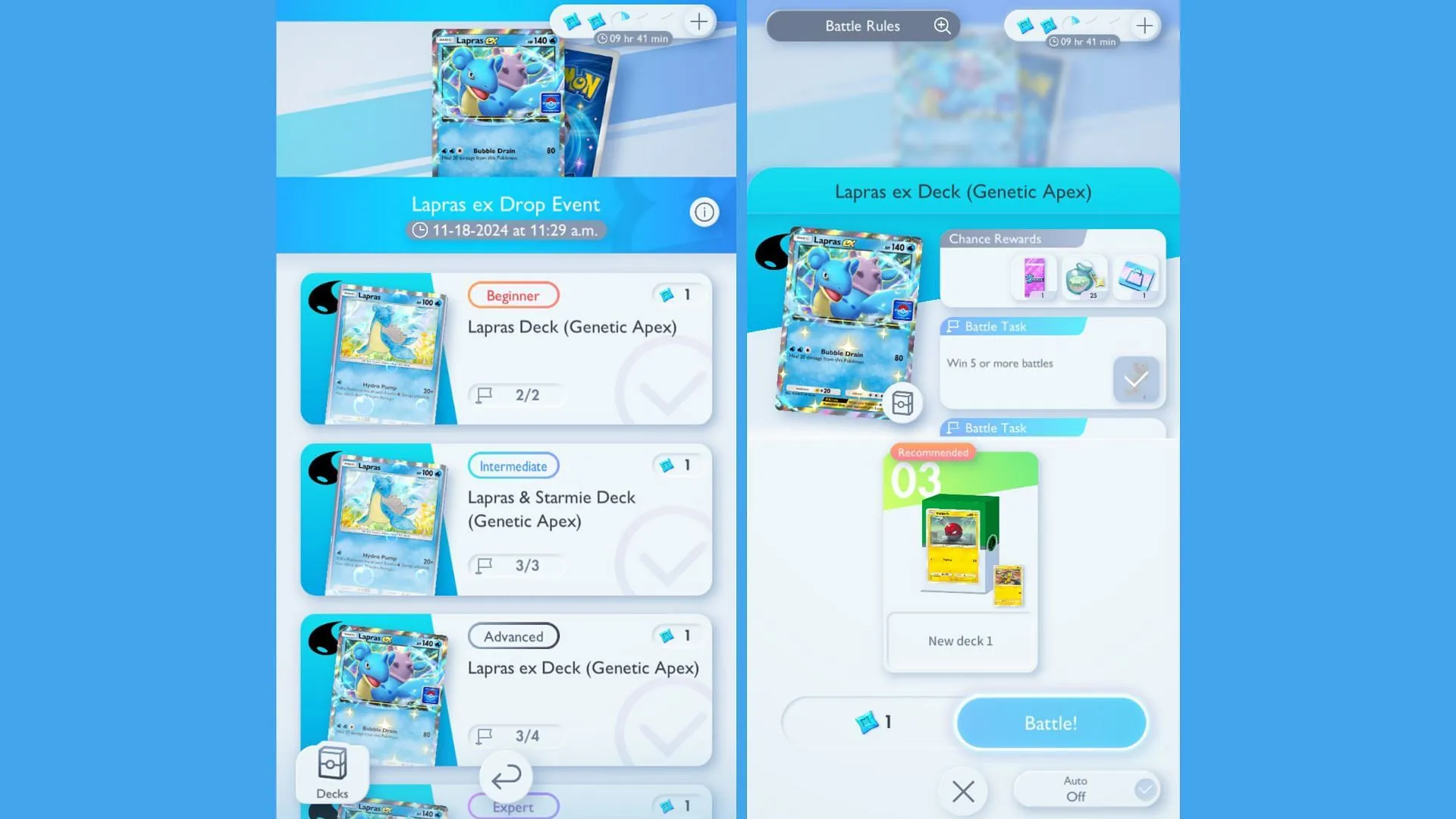 El evento Drop de Lapras se puede encontrar en las batallas individuales (imagen a través de The Pokémon Company)