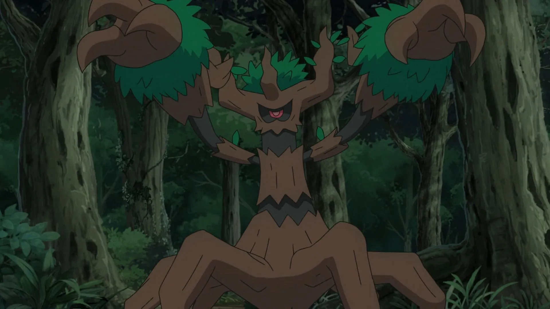 Trevenant captura perfeitamente o conceito de design de um espírito de árvore assombrada (Imagem via The Pokémon Company)