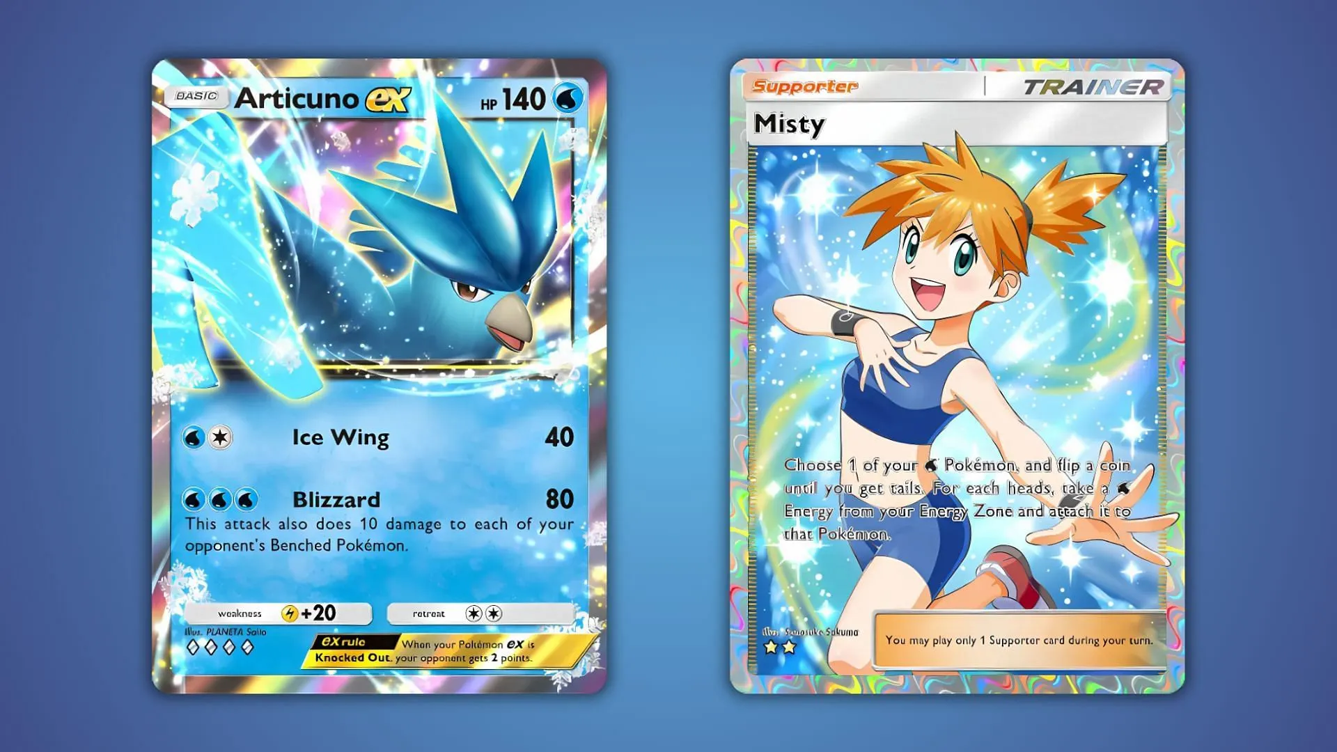 Le carte di Articuno EX e Misty in Pokémon TCG Pocket (immagine tramite The Pokémon Company)