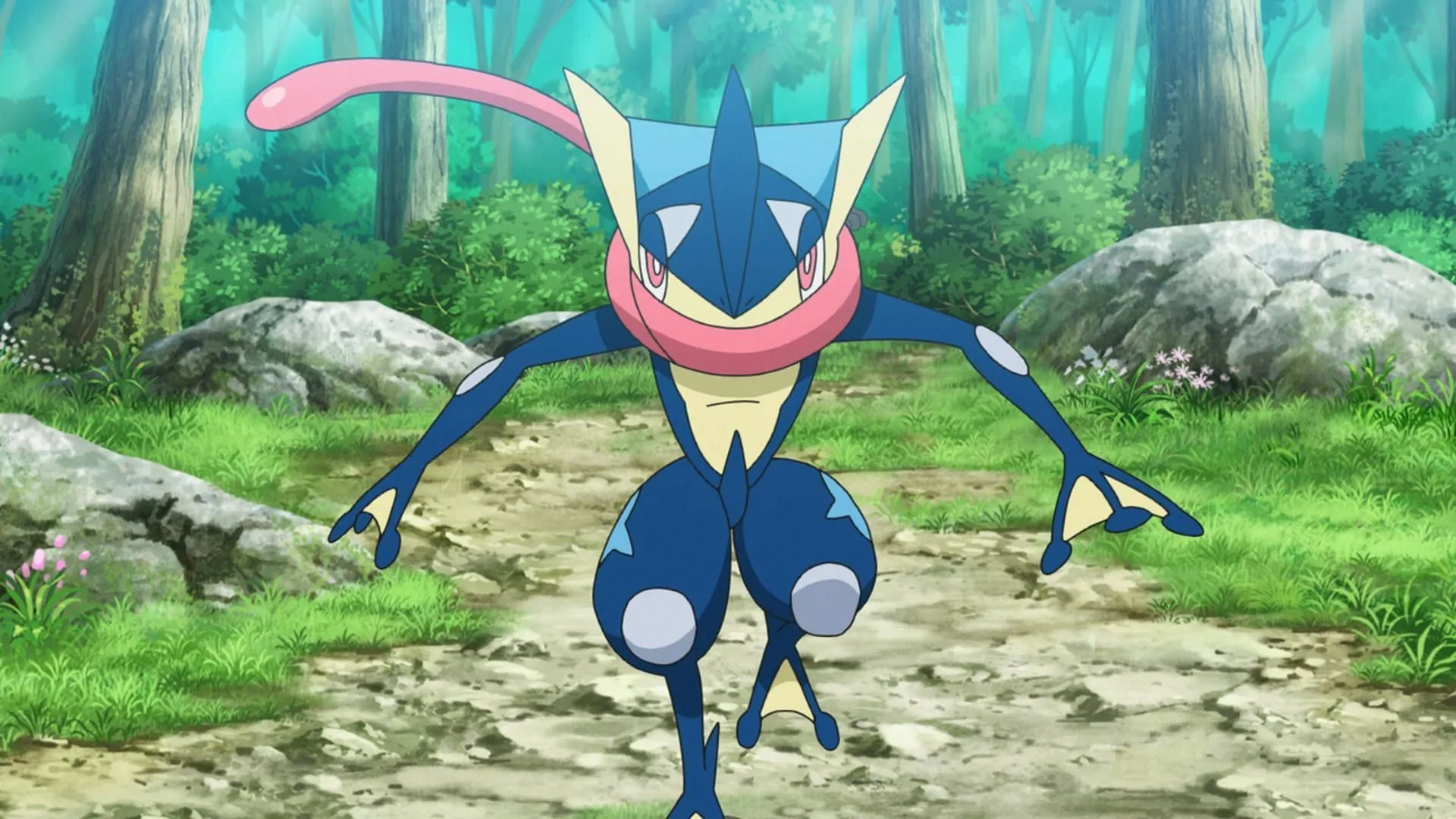 Greninja é uma criatura interessante que faz ótimo uso de um sapo como design base (Imagem via The Pokémon Company)