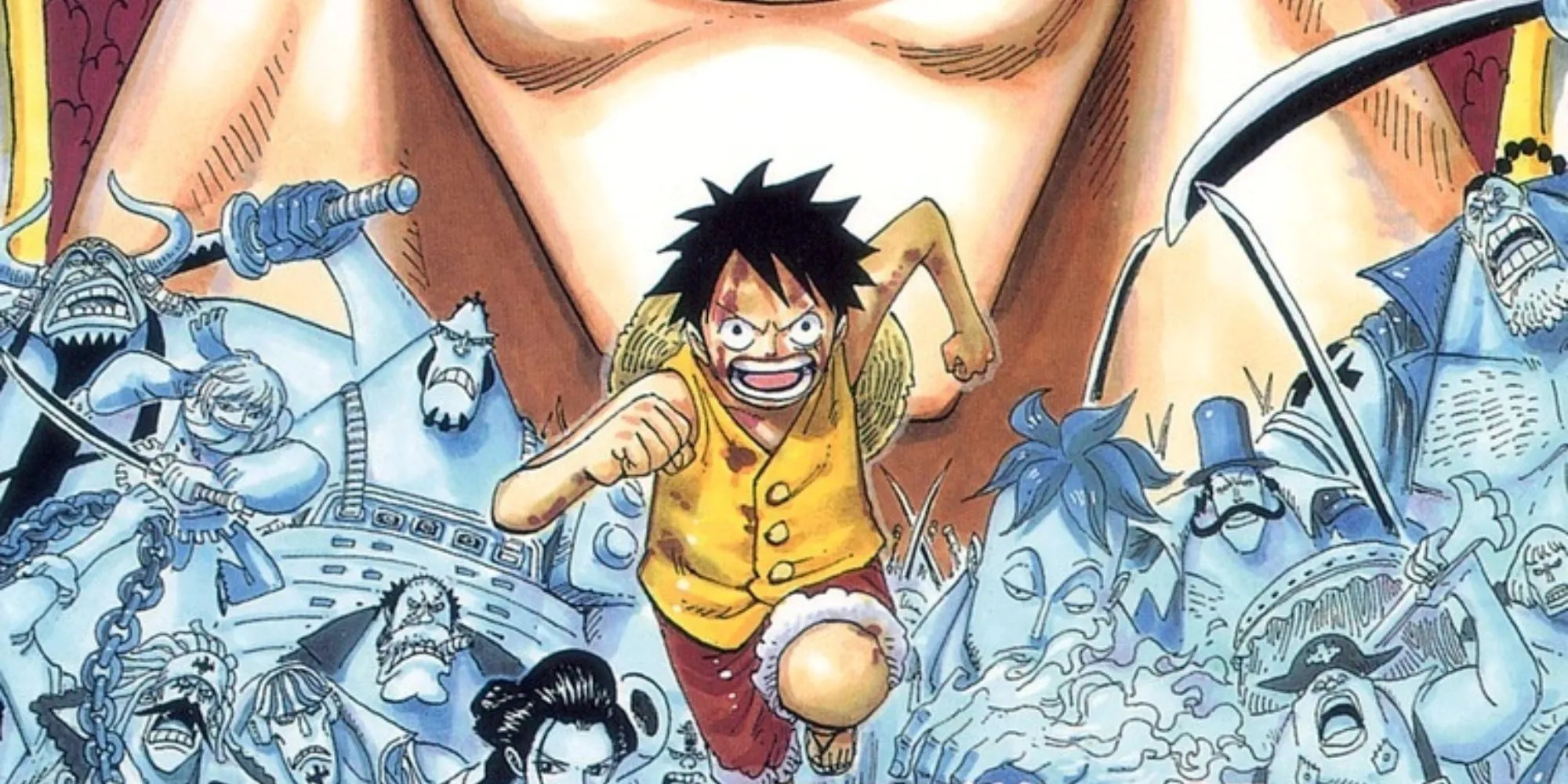 Luffy et les pirates de Barbe Blanche figurent sur la couverture du volume 57.