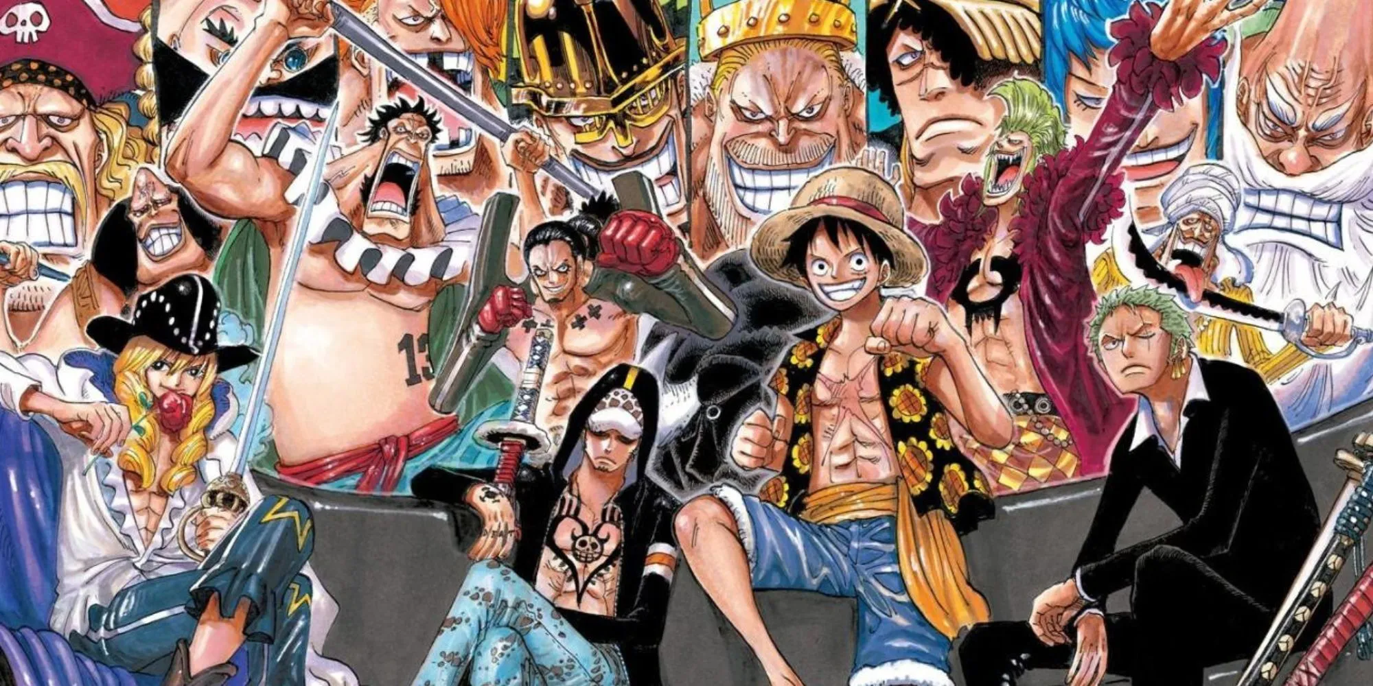 Tirage couleur de l'arc Dressrosa présentant les principaux alliés.