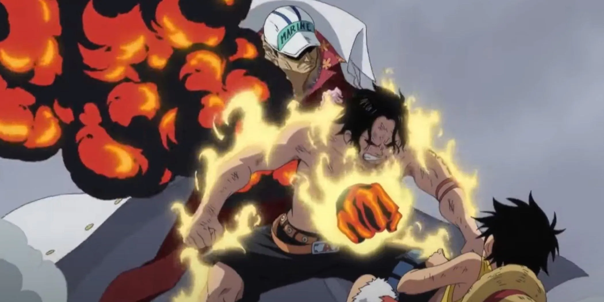 Akainu und Ruffy in Marineford