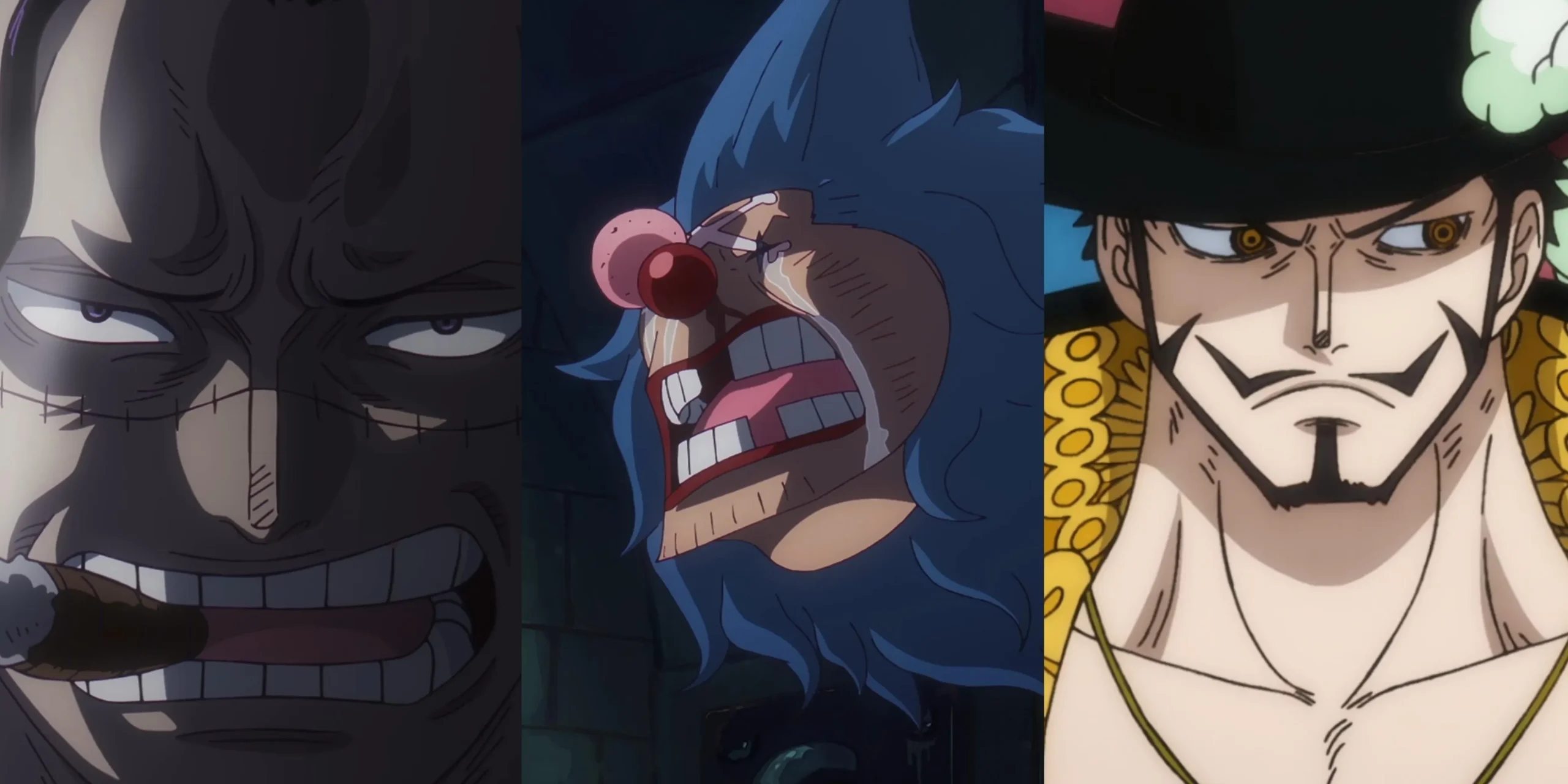 Épisode de One Piece avec Mihawk, Crocodile et Buggy