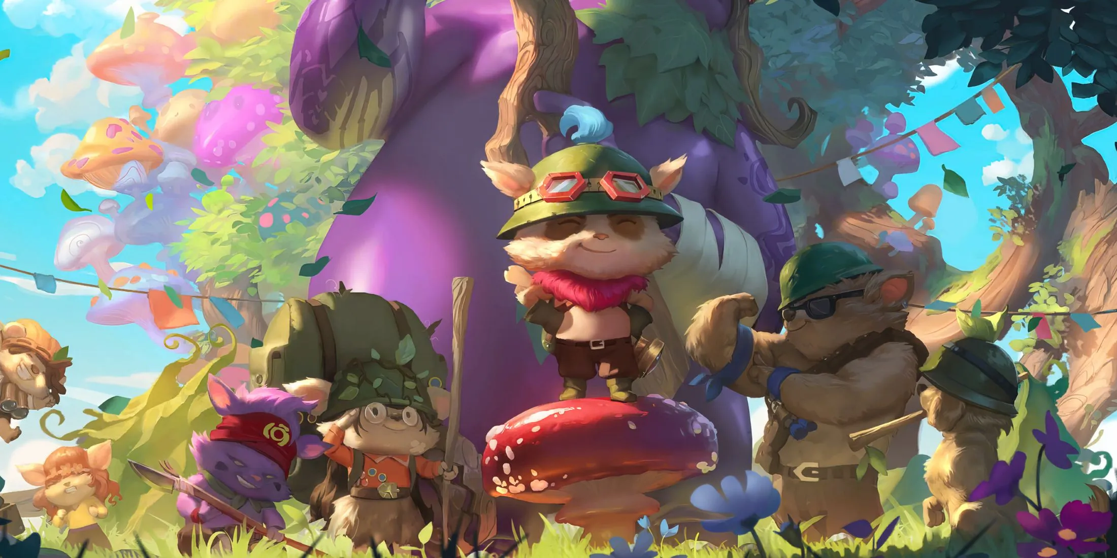 Teemo em um cogumelo