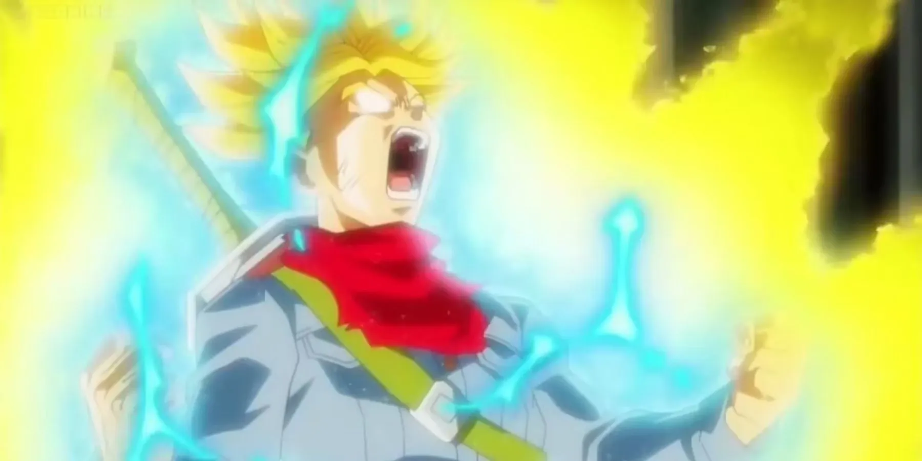 Trunks acessando Super Saiyan Rage